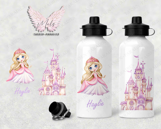 Prinzessin 1 - Personalisierte Kinder-Trinkflasche weiß mit und ohne Name