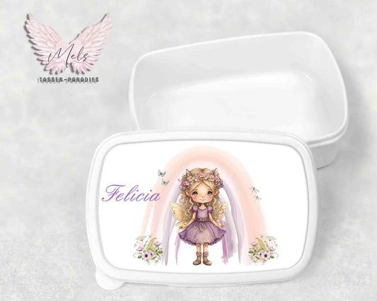 Fee - Prinzessin 2 - Personalisierte Kinder-Brotbox / Lunchbox weiß mit und ohne Name