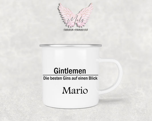 GIN "Gintlemen" - Personalisierte Emailletasse mit und ohne Name