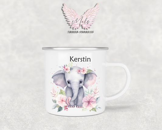 Personalisierte Kinder Tasse Elefant 5 - mit und ohne Name
