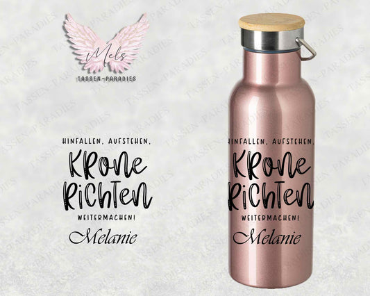 Sprüche 11 - Personalisierte Edelstahlflasche Rosé mit und ohne Name