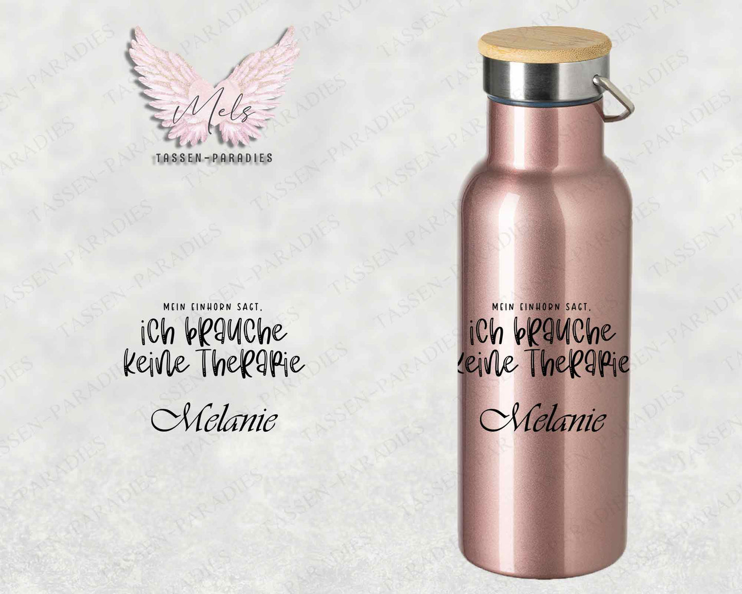 Sprüche 21 - Personalisierte Edelstahlflasche Rosé mit und ohne Name