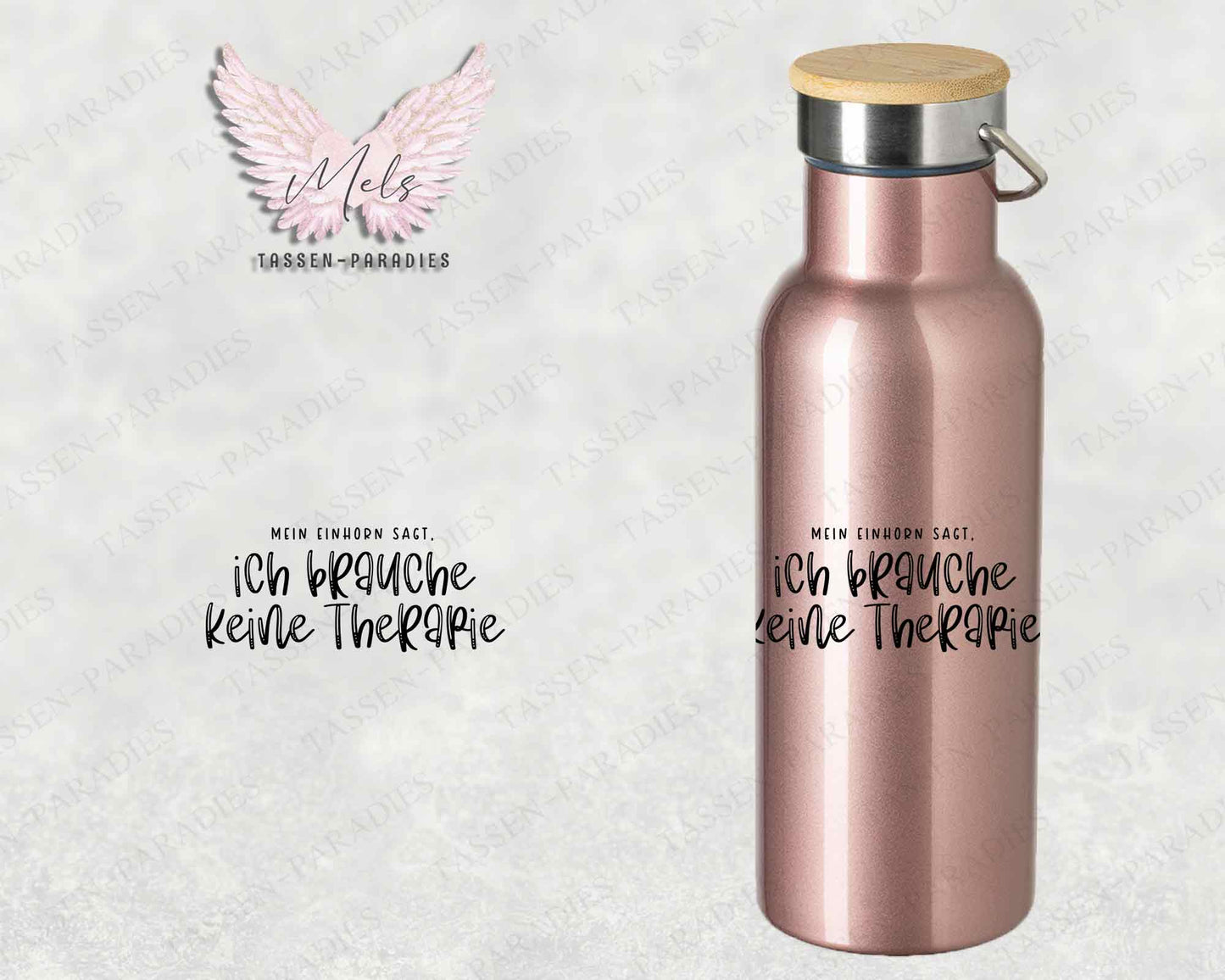 Sprüche 21 - Personalisierte Edelstahlflasche Rosé mit und ohne Name