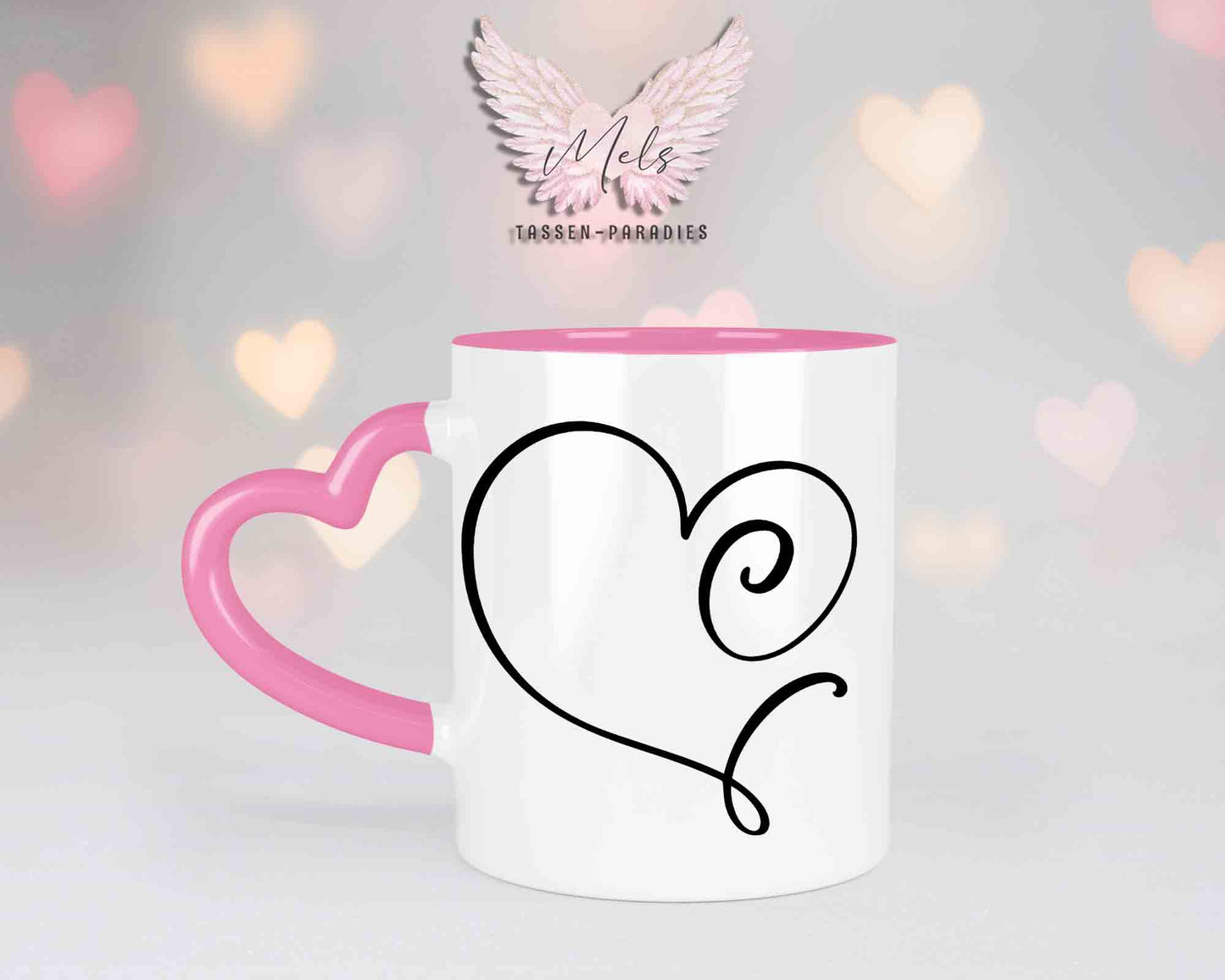 Alphabet mit Name - Personalisierte Herz-Keramik-Tasse Rosa