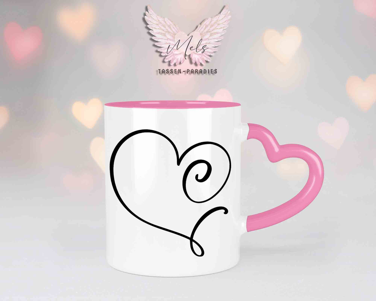 Alphabet mit Name - Personalisierte Herz-Keramik-Tasse Rosa