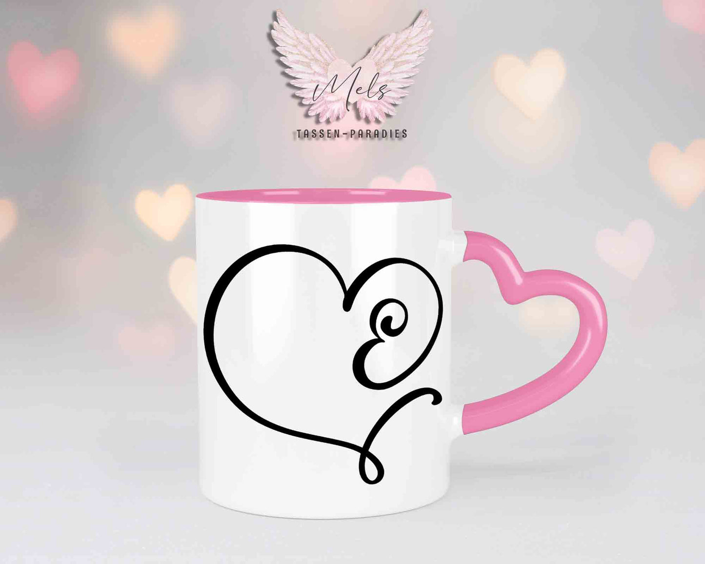 Alphabet mit Name - Personalisierte Herz-Keramik-Tasse Rosa