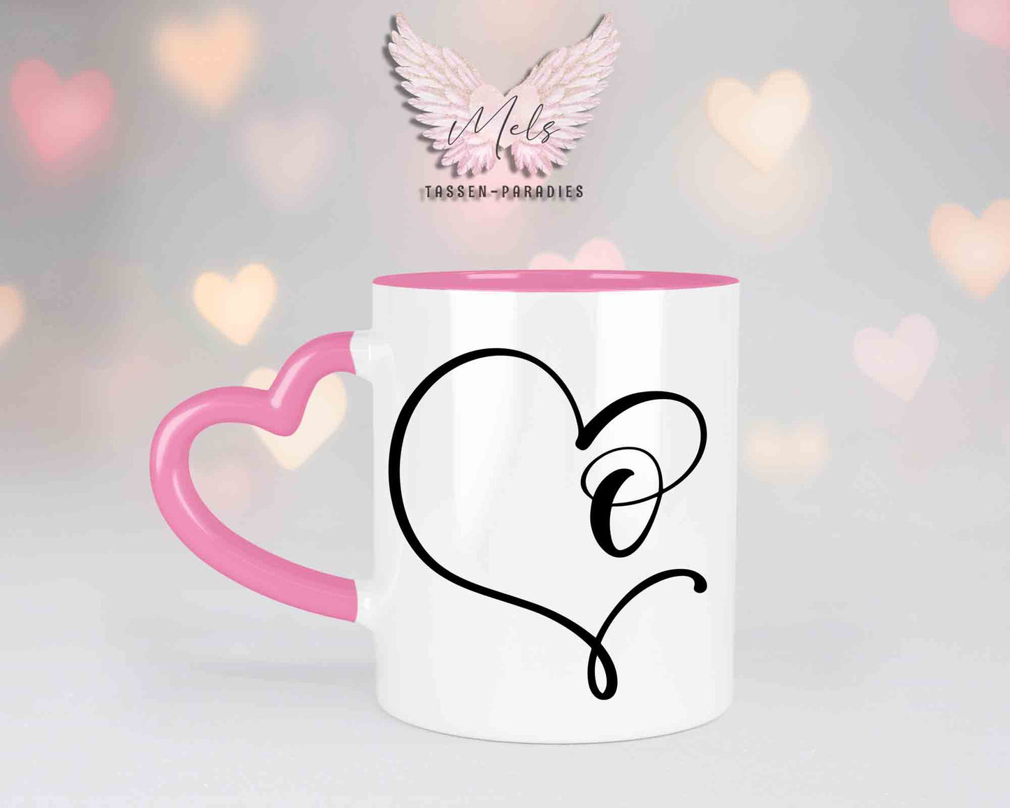 Alphabet mit Name - Personalisierte Herz-Keramik-Tasse Rosa