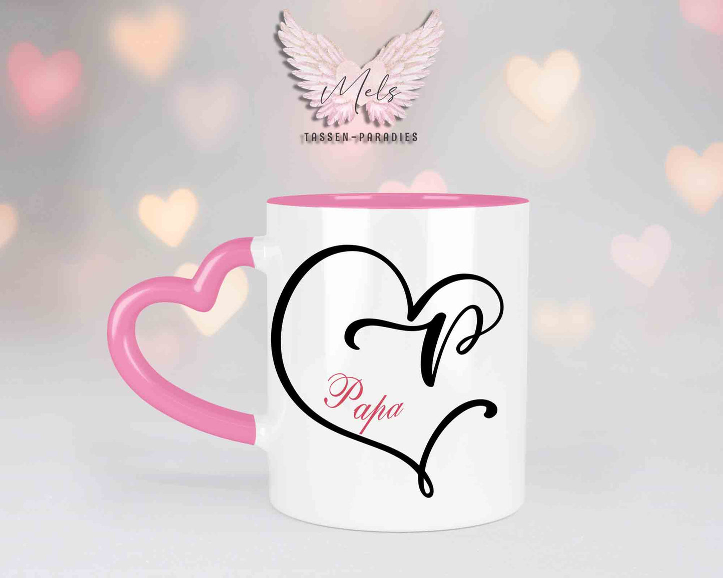 Alphabet mit Name - Personalisierte Herz-Keramik-Tasse Rosa