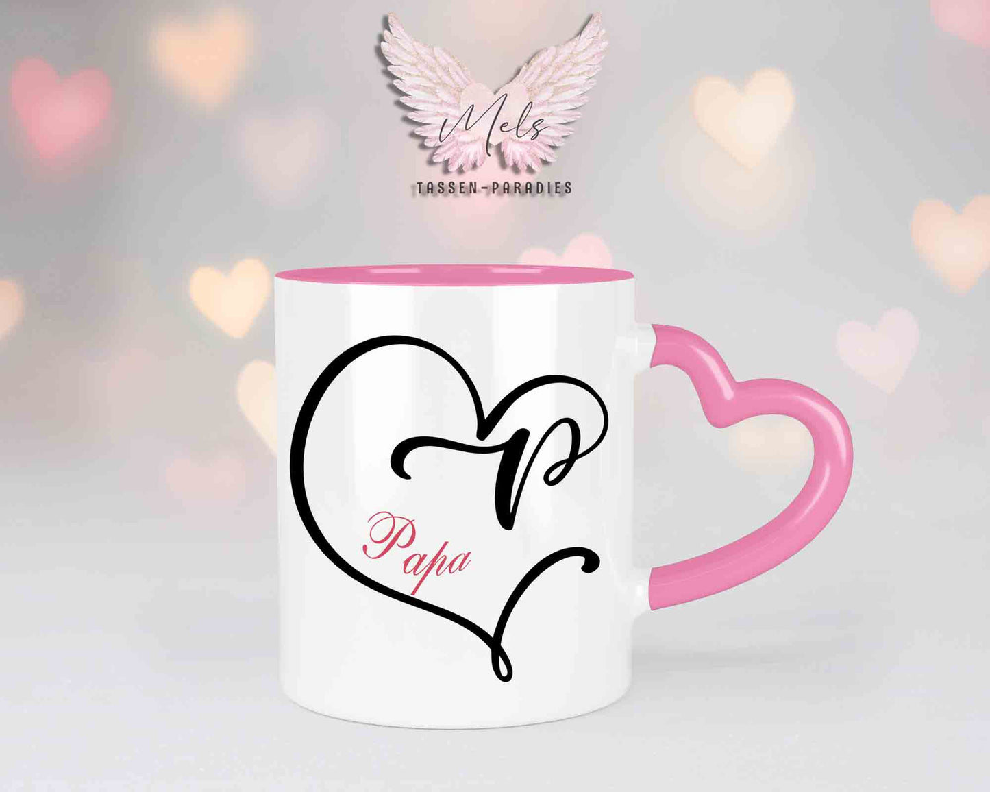 Alphabet mit Name - Personalisierte Herz-Keramik-Tasse Rosa