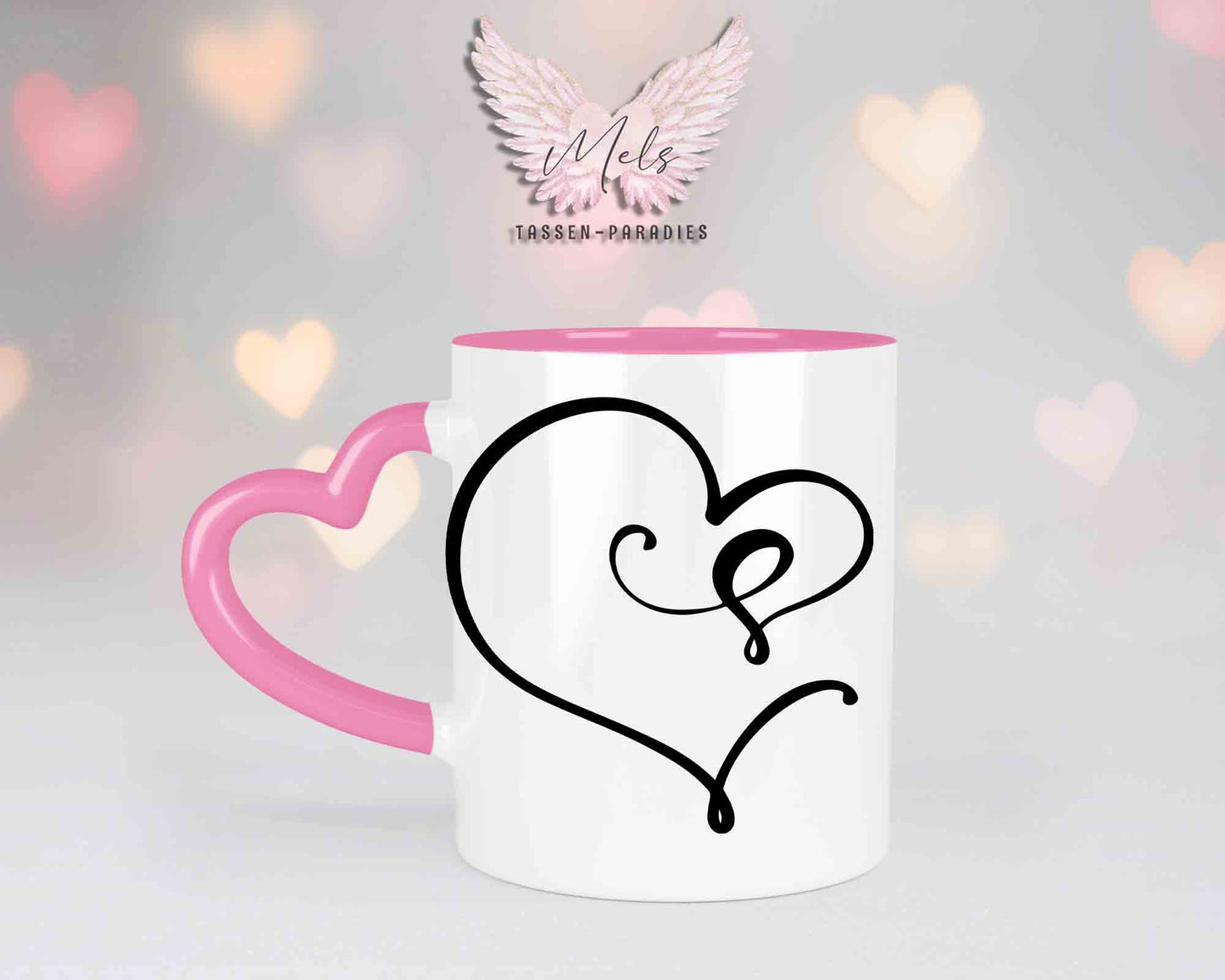 Alphabet mit Name - Personalisierte Herz-Keramik-Tasse Rosa