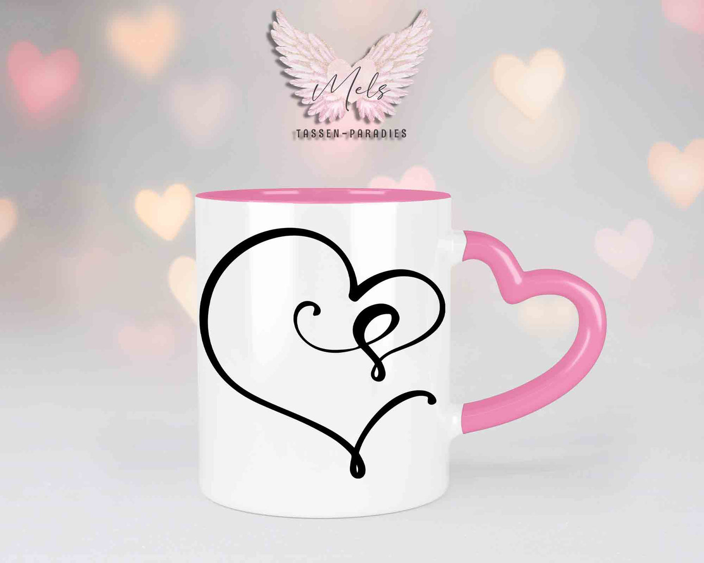 Alphabet mit Name - Personalisierte Herz-Keramik-Tasse Rosa