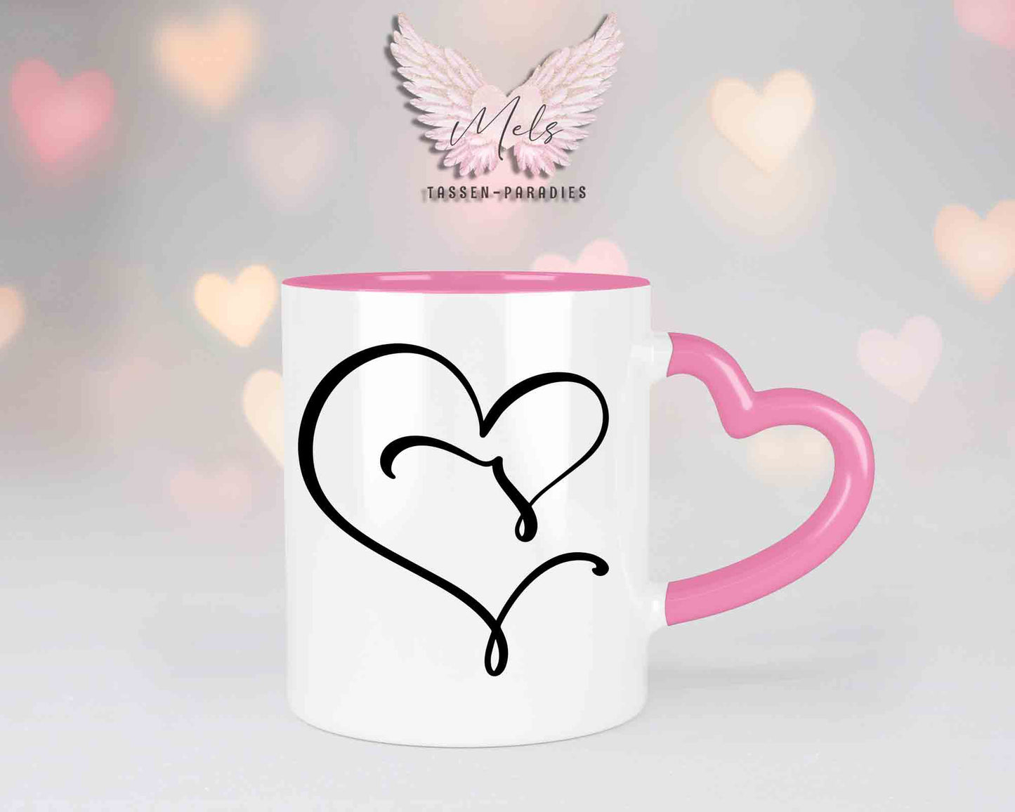 Alphabet mit Name - Personalisierte Herz-Keramik-Tasse Rosa