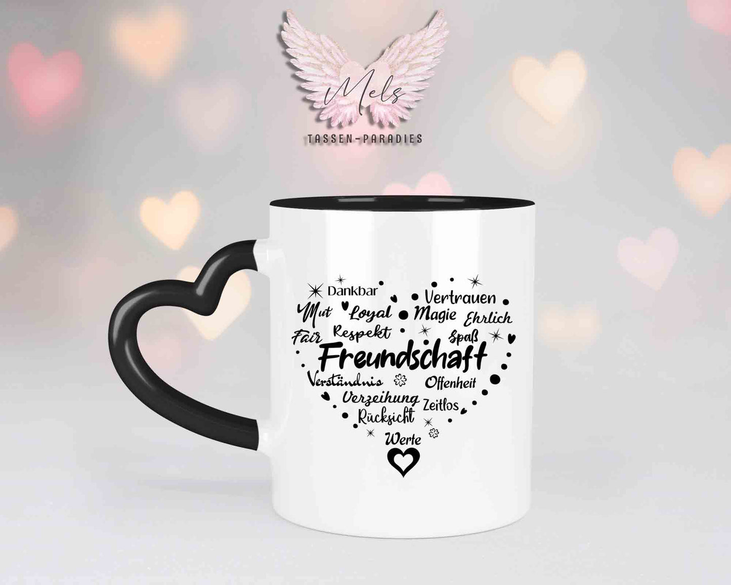 Sag es mit Herz-Freundschaft - mit Bild - Personalisierte Herz-Tassen mit und ohne Name