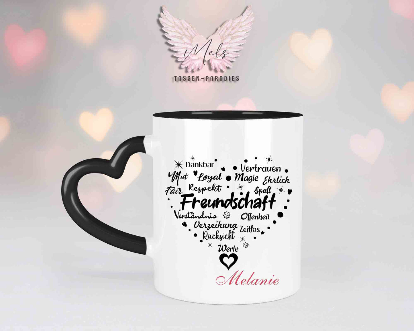Sag es mit Herz-Freundschaft - mit Bild - Personalisierte Herz-Tassen mit und ohne Name