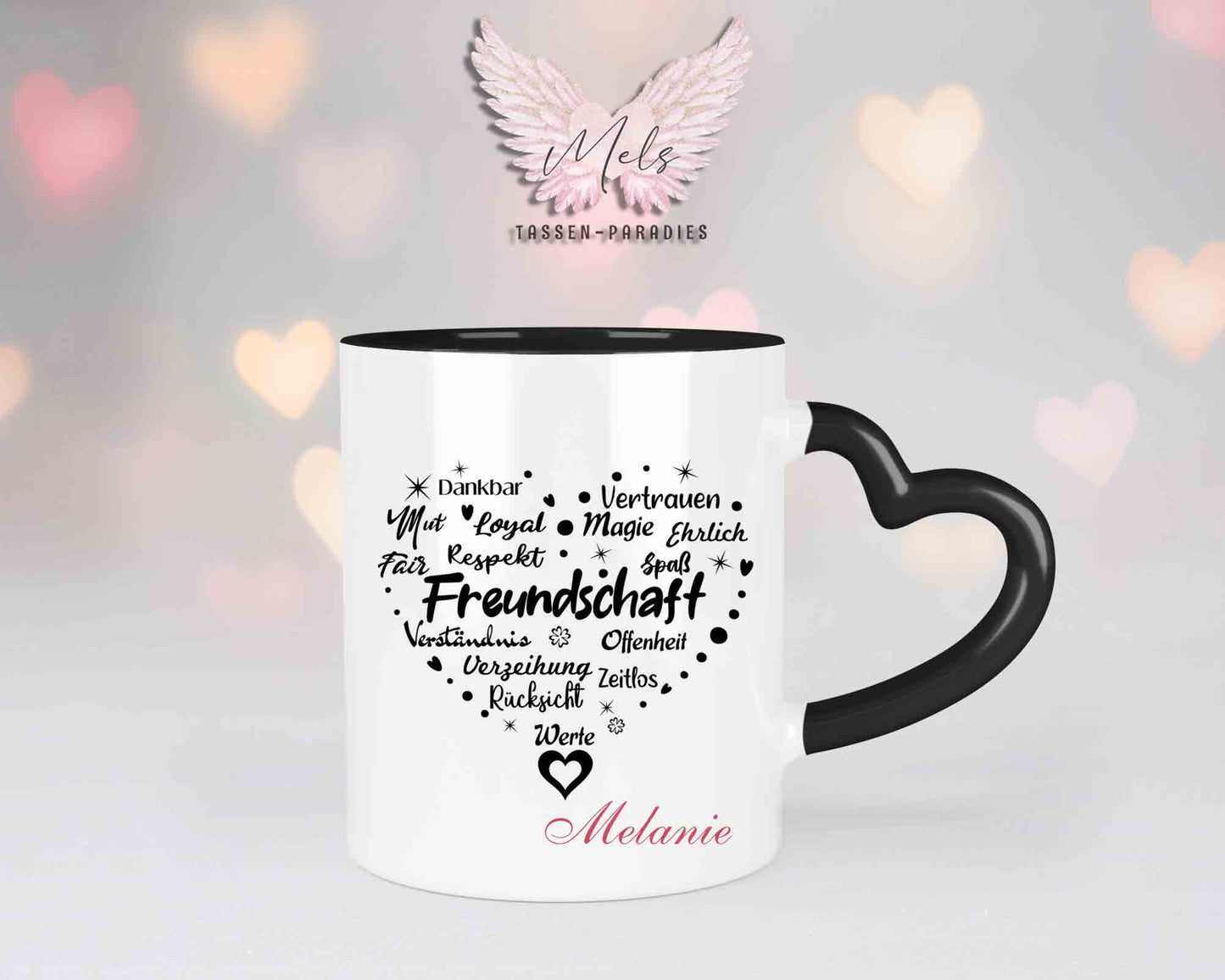 Sag es mit Herz-Freundschaft - mit Bild - Personalisierte Herz-Tassen mit und ohne Name