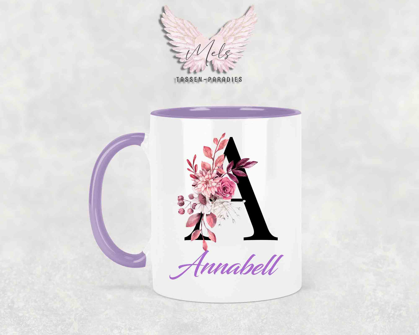 Alphabet mit Name - Personalisierte Keramik-Tasse Lila