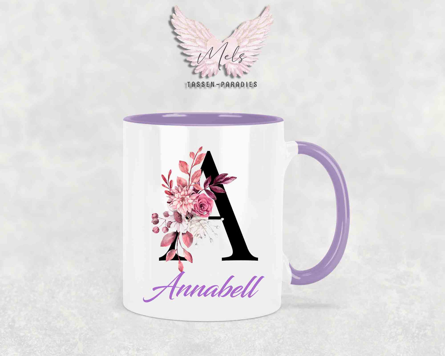 Alphabet mit Name - Personalisierte Keramik-Tasse Lila