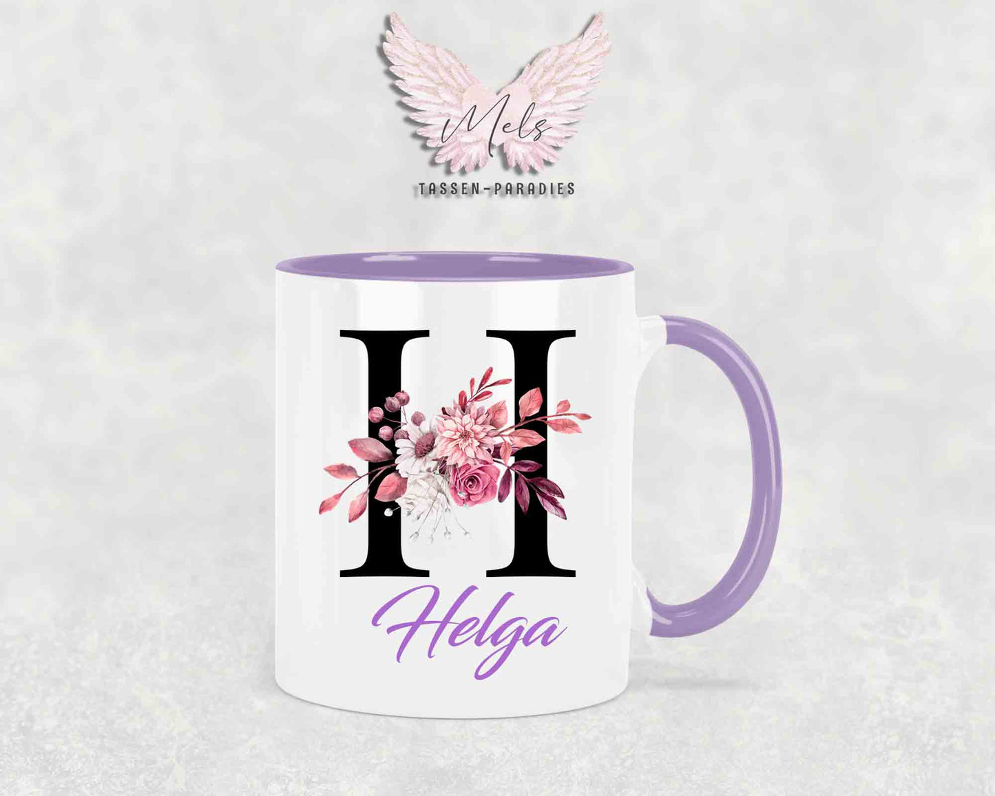 Alphabet mit Name - Personalisierte Keramik-Tasse Lila