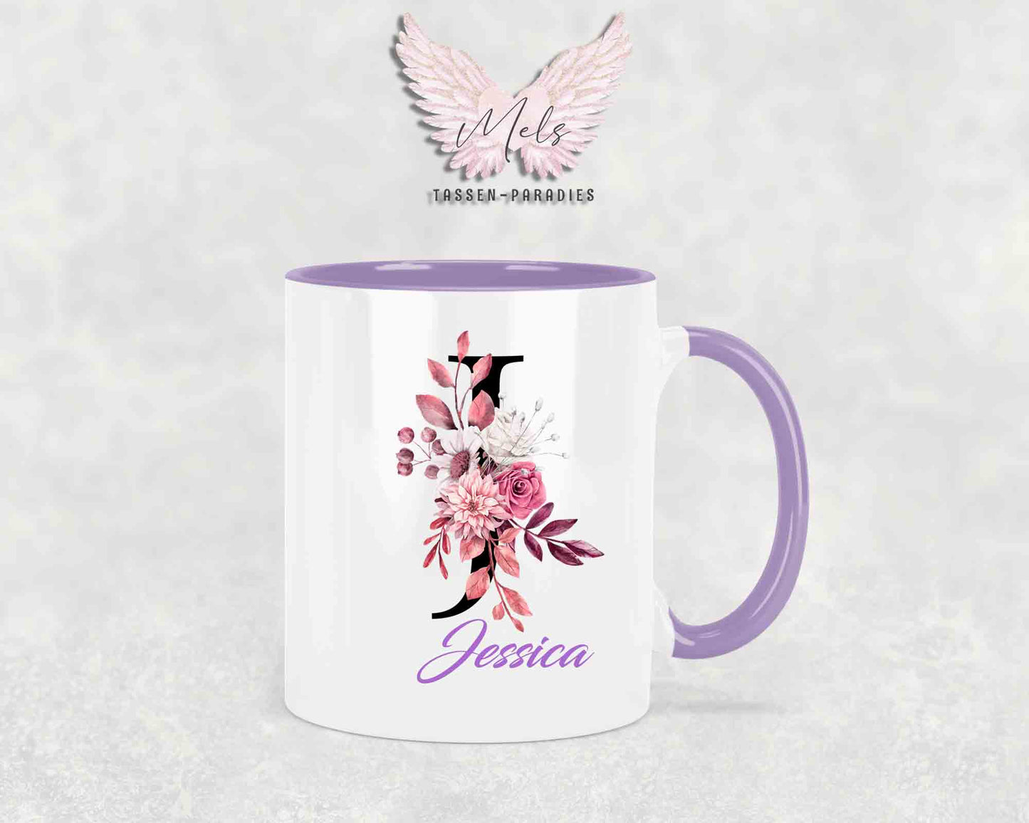 Alphabet mit Name - Personalisierte Keramik-Tasse Lila