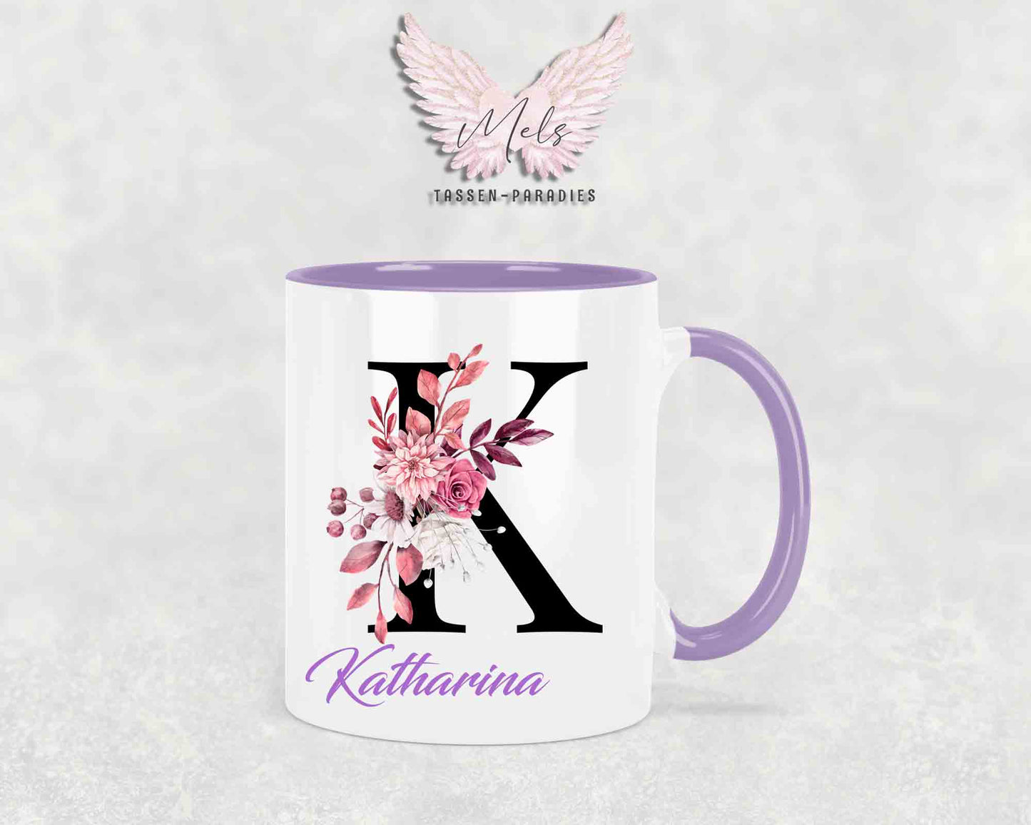 Alphabet mit Name - Personalisierte Keramik-Tasse Lila