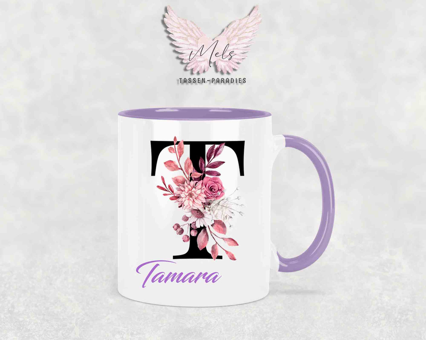 Alphabet mit Name - Personalisierte Keramik-Tasse Lila