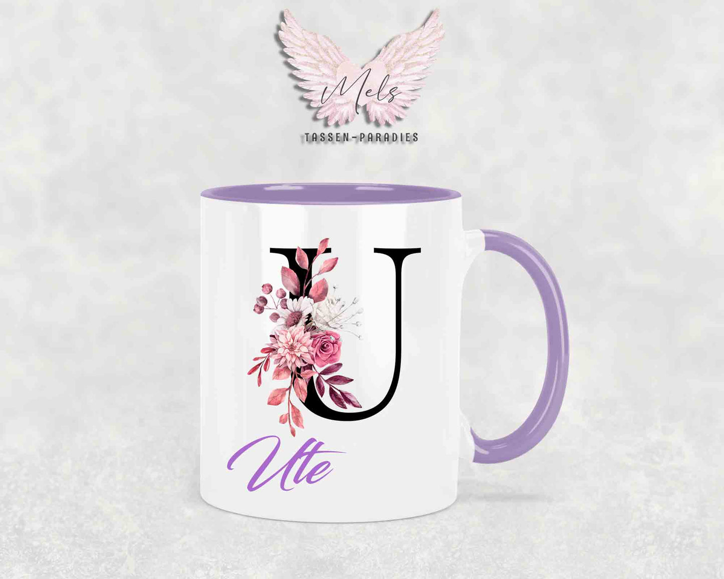 Alphabet mit Name - Personalisierte Keramik-Tasse Lila