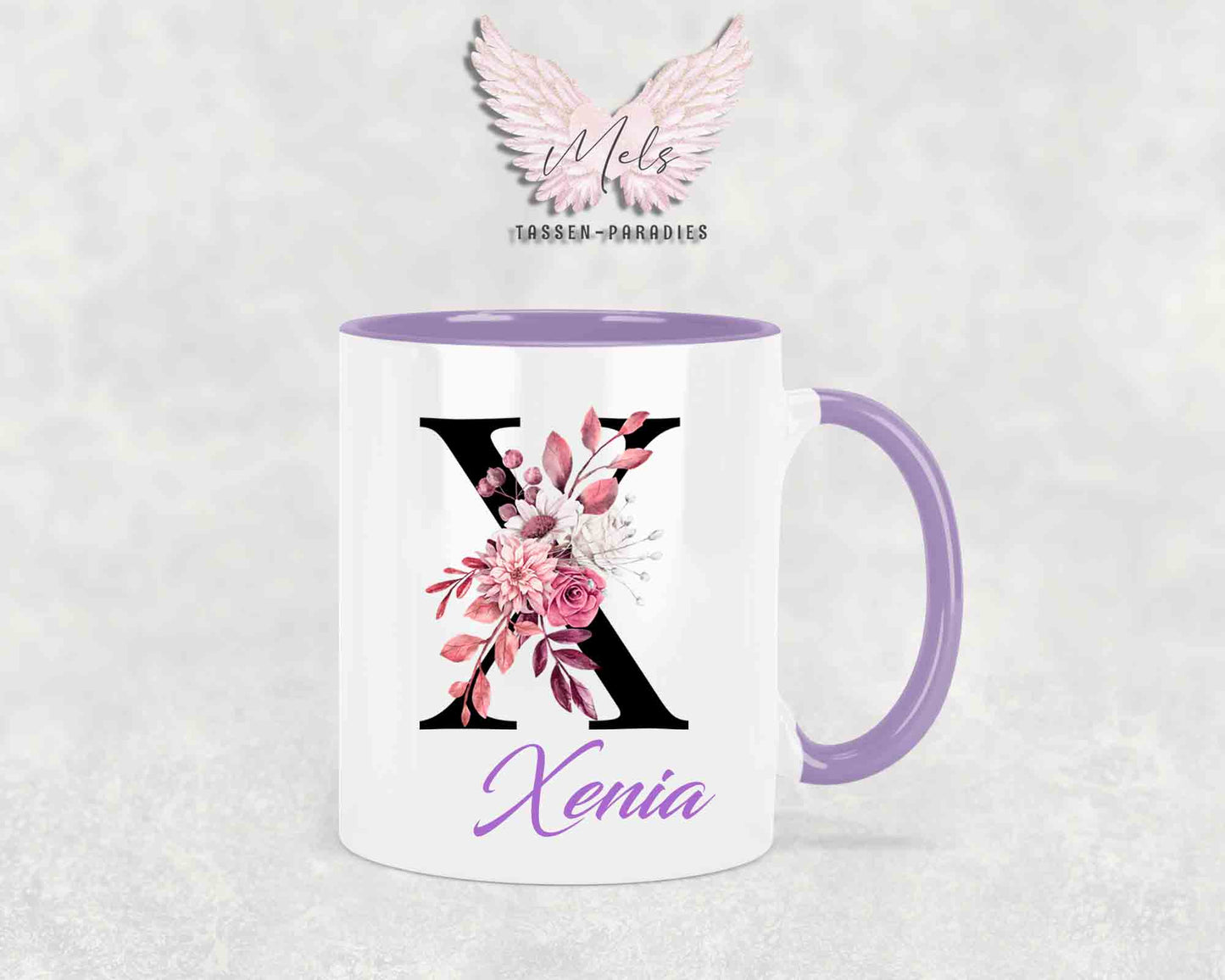 Alphabet mit Name - Personalisierte Keramik-Tasse Lila