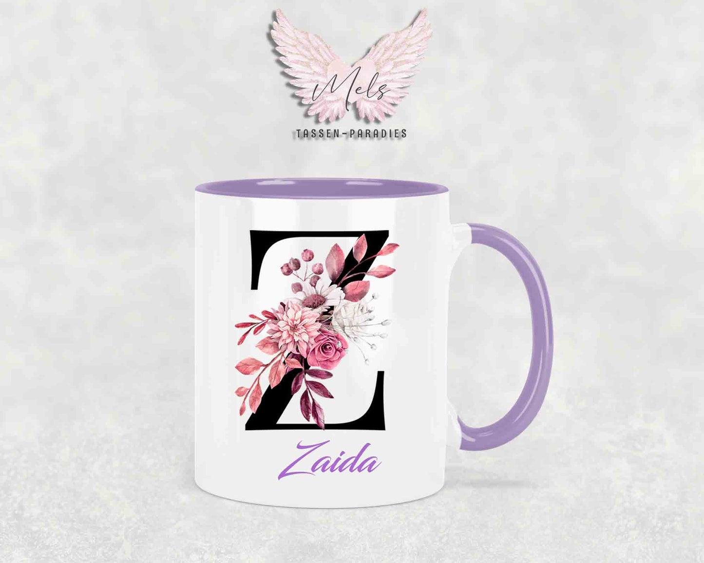 Alphabet mit Name - Personalisierte Keramik-Tasse Lila