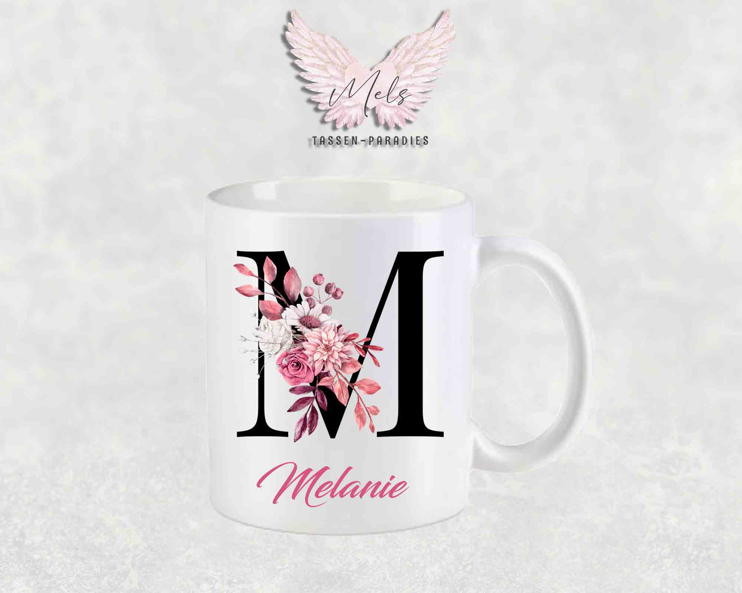 Alphabet mit Name - Personalisierte Keramik-Tasse Weiß-Matt