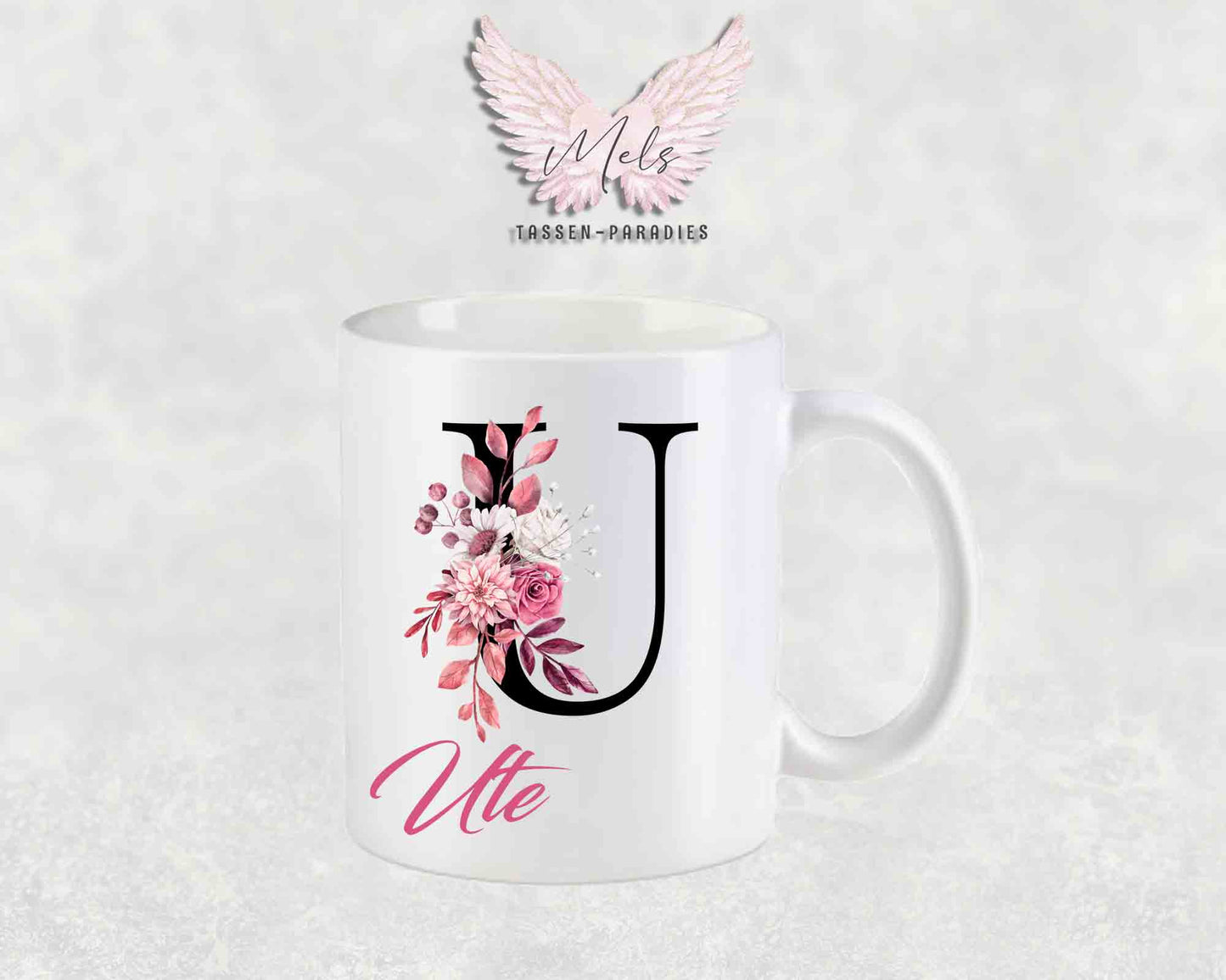 Alphabet mit Name - Personalisierte Keramik-Tasse Weiß-Matt