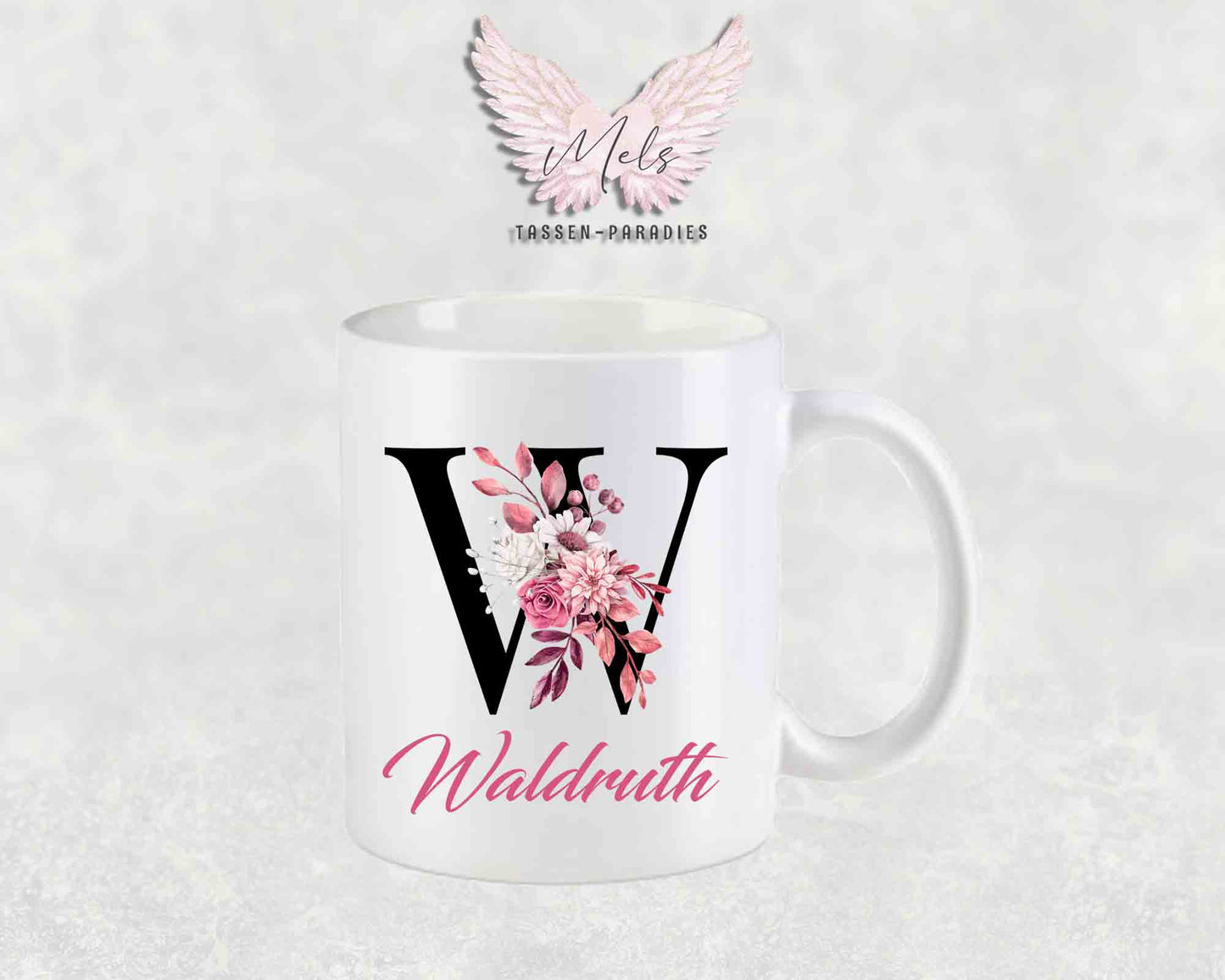 Alphabet mit Name - Personalisierte Keramik-Tasse Weiß-Matt