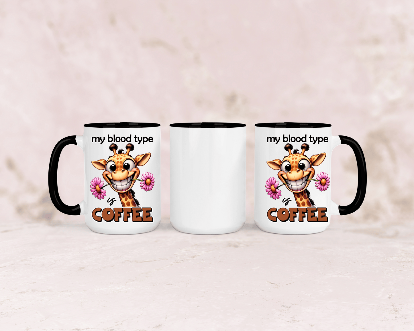 Tasse mit niedlicher Giraffe und dem Spruch My blood type is Coffee (Copy)