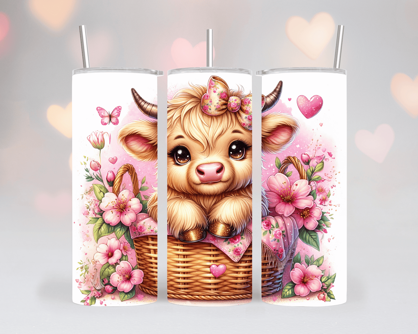 Thermobecher/Tumbler -Valentine Cow – Süß, stilvoll & voller Liebe