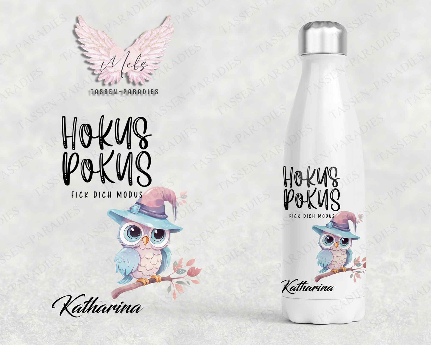 Hokus Pokus... - Personalisierte Thermoflasche weiß mit und ohne Name