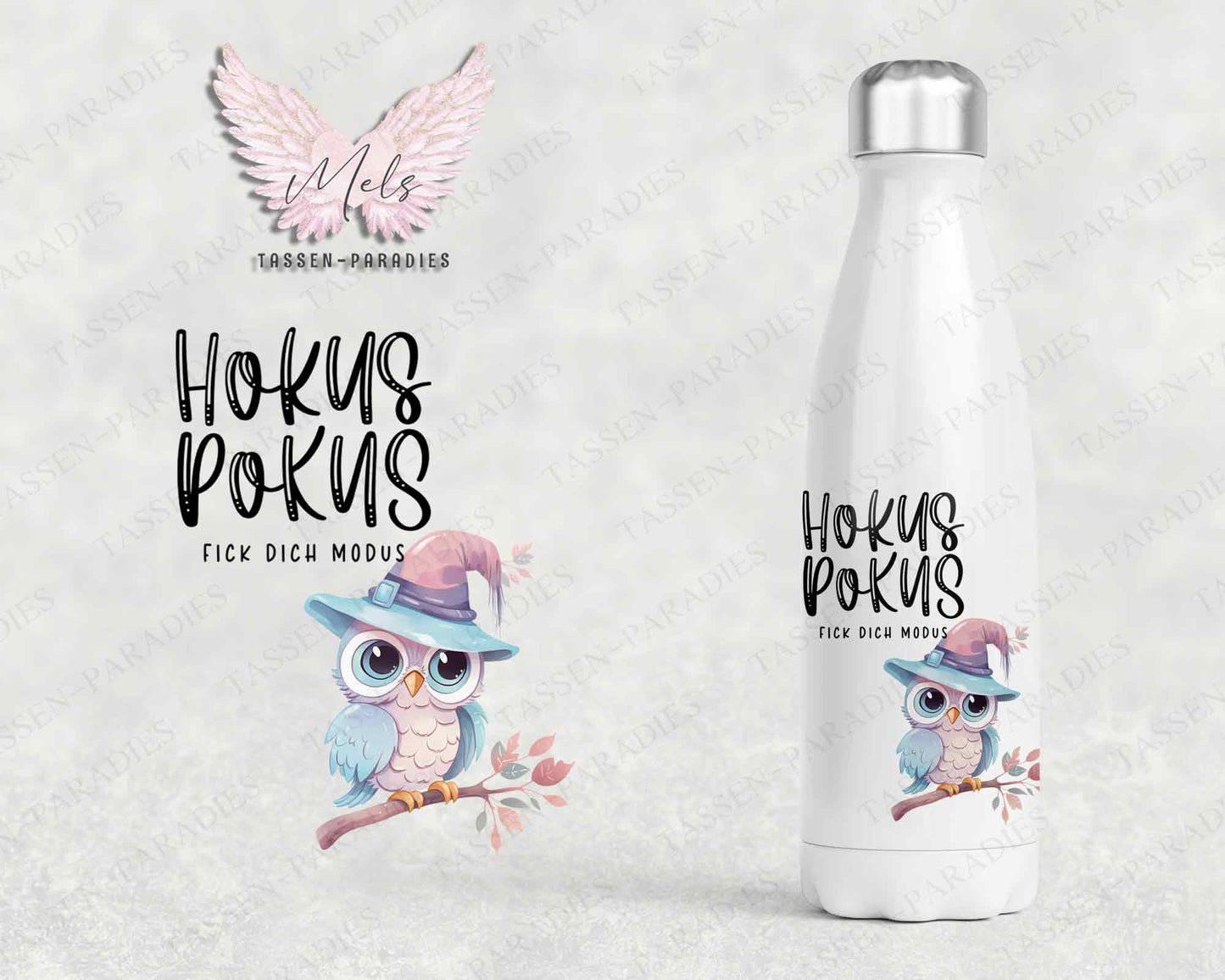 Hokus Pokus... - Personalisierte Thermoflasche weiß mit und ohne Name