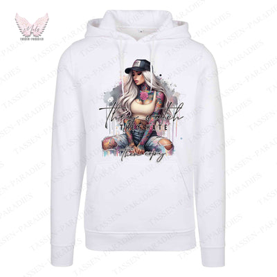 Hoodie mit Statement-Print – "They watch THEY HATE Then copy"