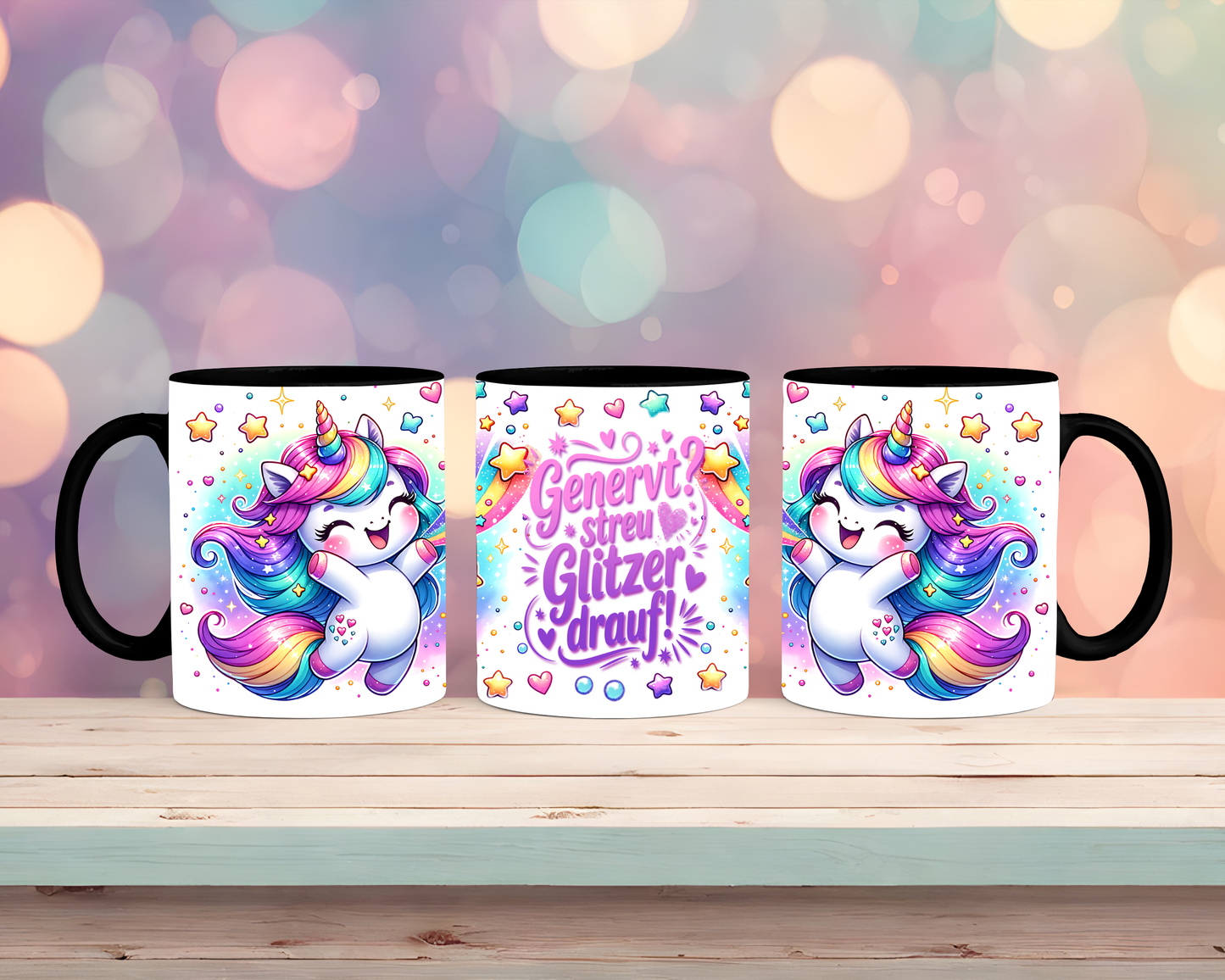Tasse mit Einhorn  Genervt streu Glitzer drüber