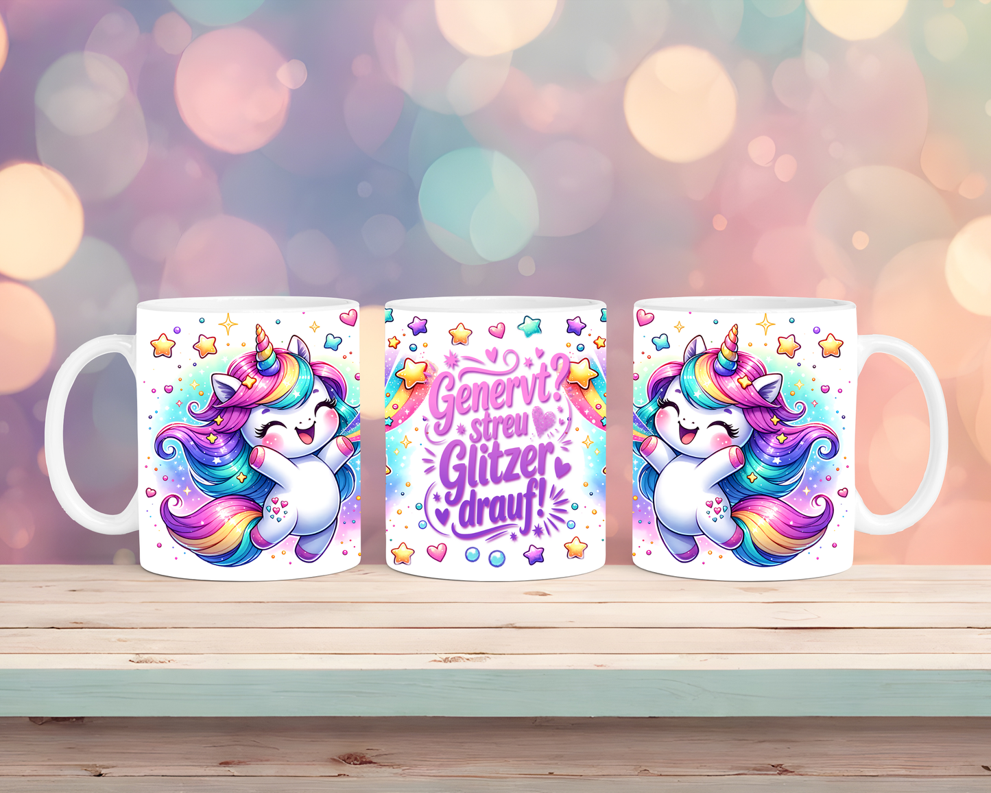 Tasse mit Einhorn  Genervt streu Glitzer drüber