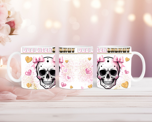 Tasse Bad Bitch Energy Totenkopf mit Schleife