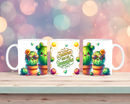Tasse mit Kaktus & Spruch „Zusammen sind wir Unverwüstbar“