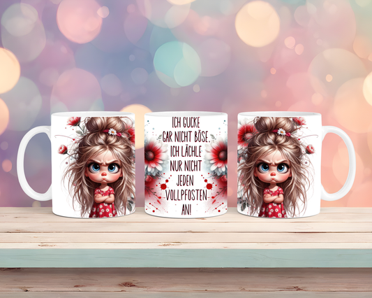 Tasse mit Mädchen und frechem Spruch