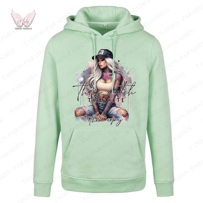 Hoodie mit Statement-Print – "They watch THEY HATE Then copy"