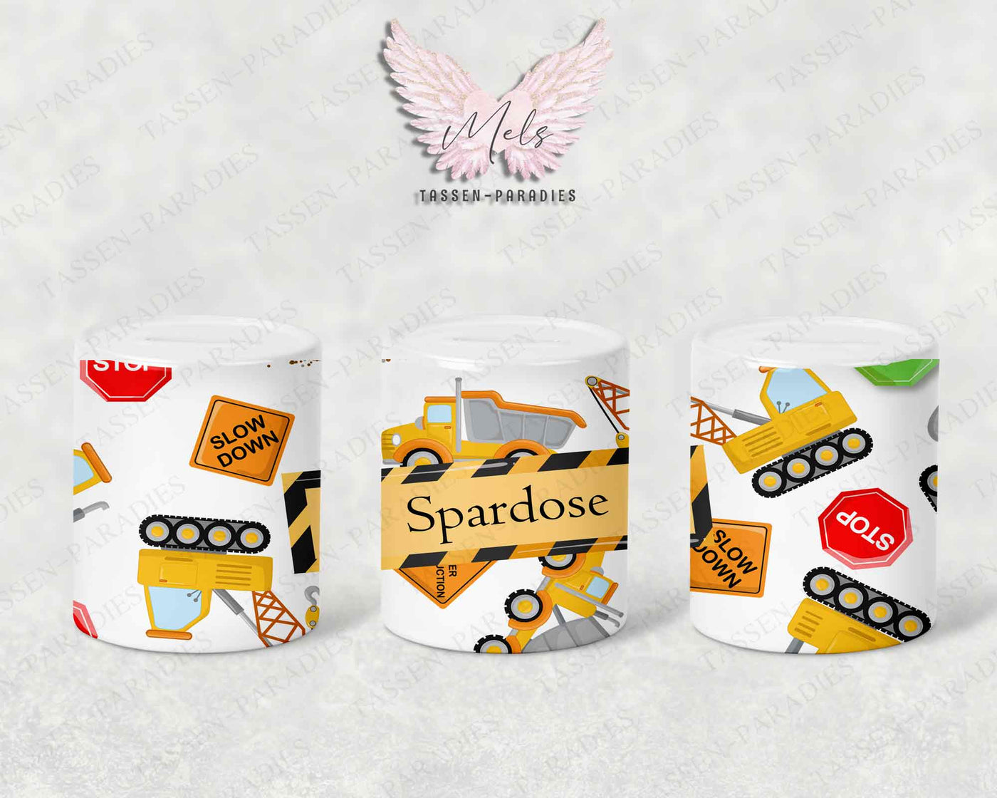Personalisierte Kinder Spardose Baustelle 1 - mit Name oder Spardose