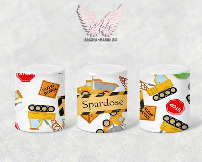 Personalisierte Kinder Spardose Baustelle 1 - mit Name oder Spardose