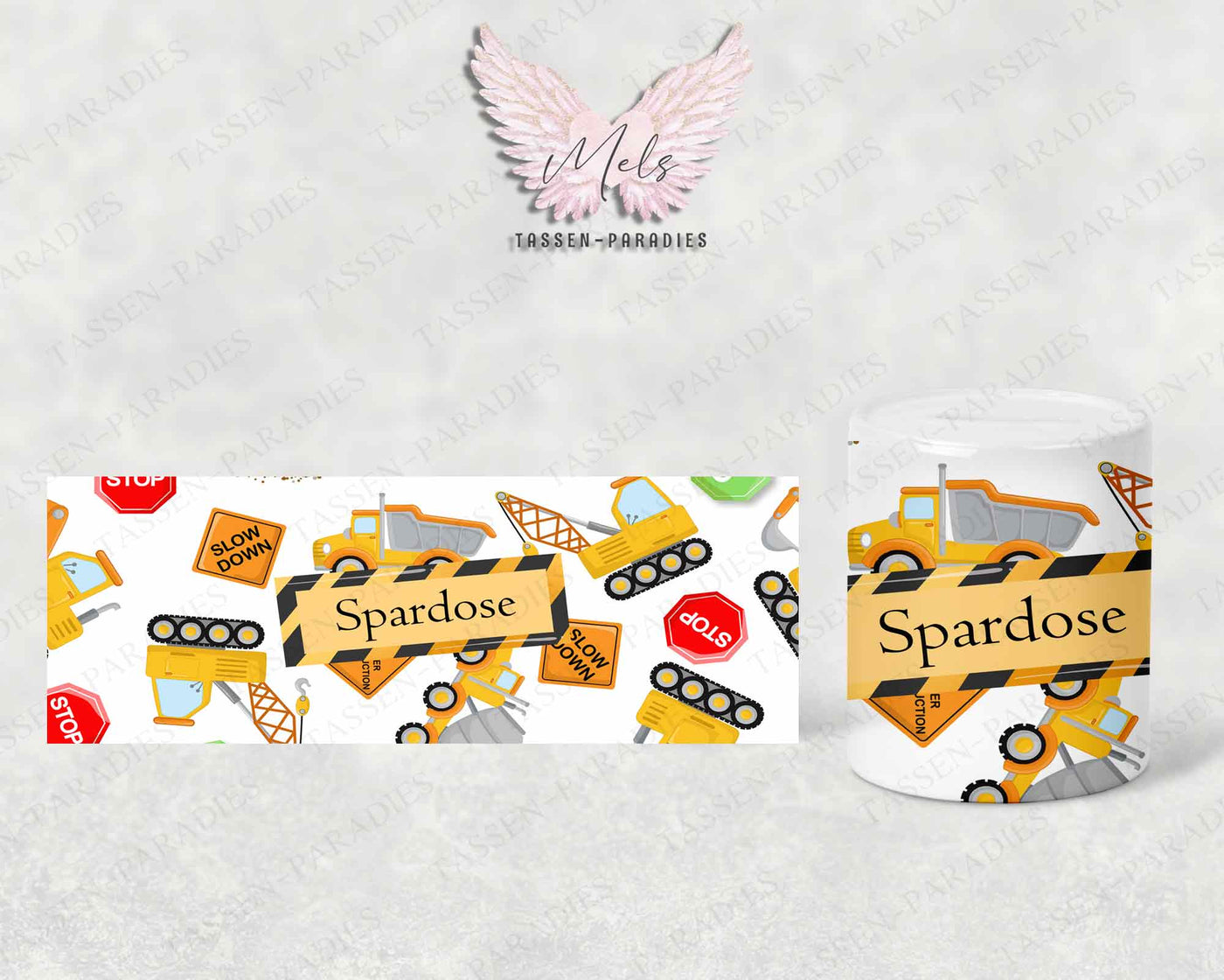 Personalisierte Kinder Spardose Baustelle 1 - mit Name oder Spardose