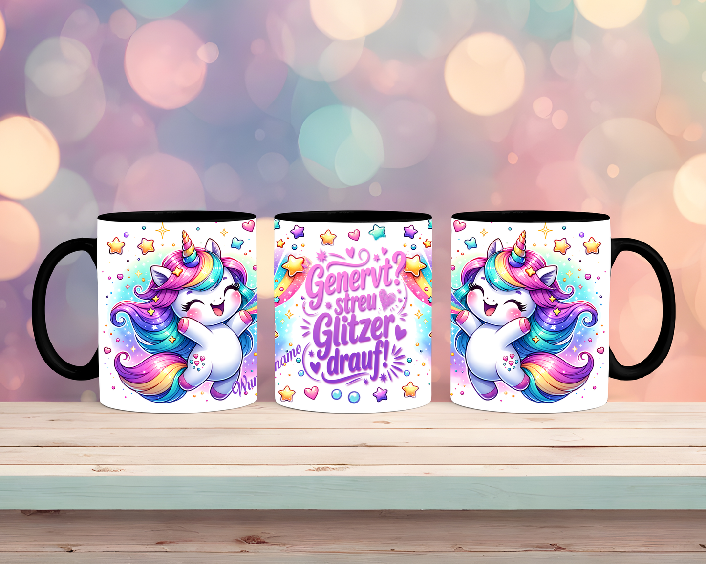 Tasse mit Einhorn  Genervt streu Glitzer drüber