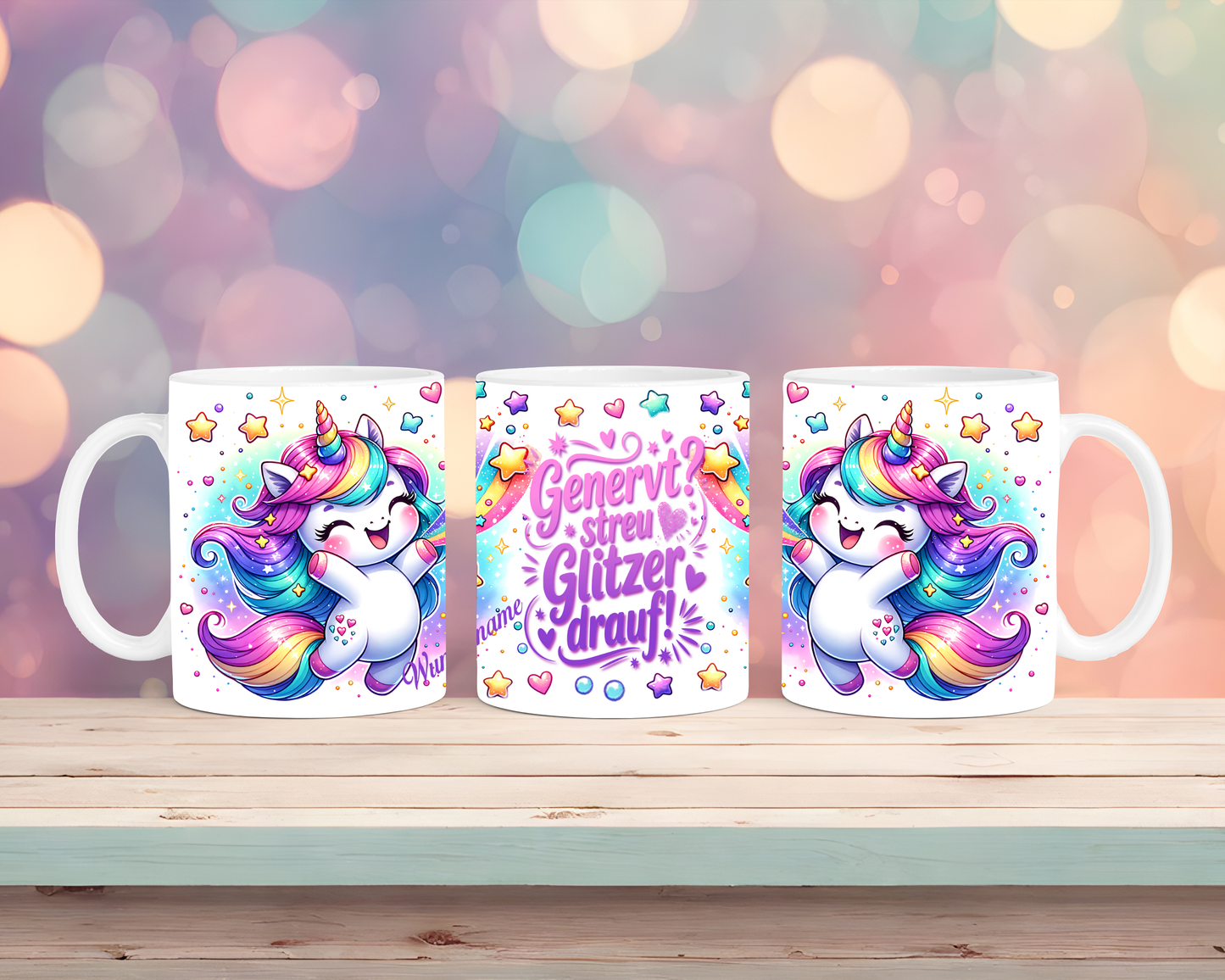 Tasse mit Einhorn  Genervt streu Glitzer drüber