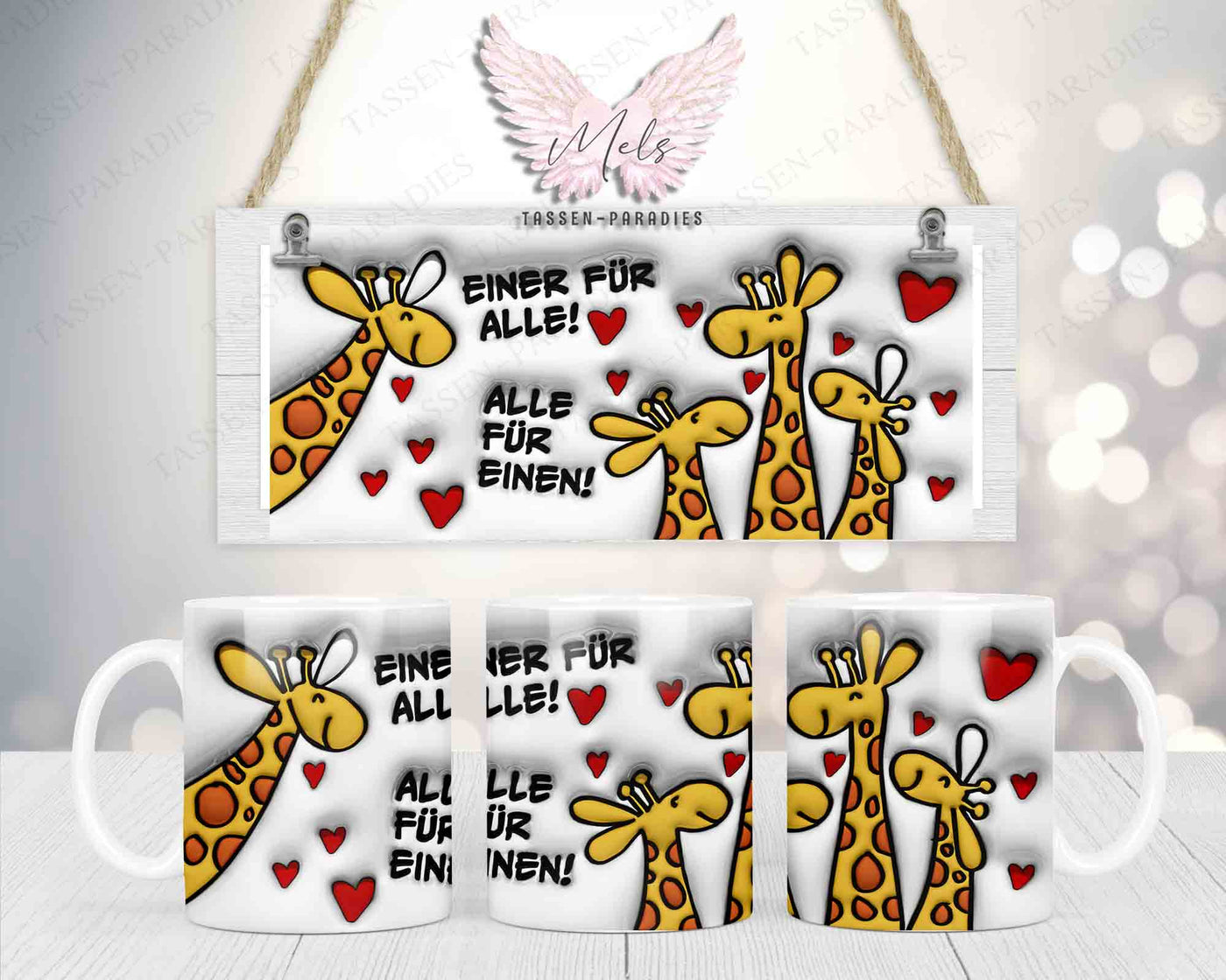 Giraffen - 3D-Bild - Tasse