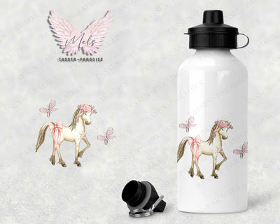 Pferd 4 - Personalisierte Kinder-Trinkflasche weiß mit und ohne Name