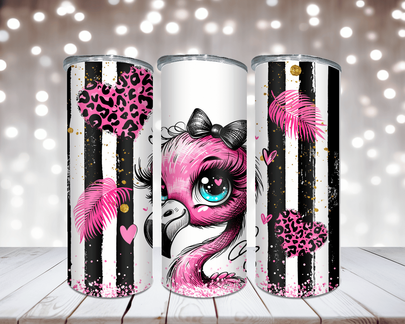 Thermobecher „Süßer Flamingo mit Herzen“